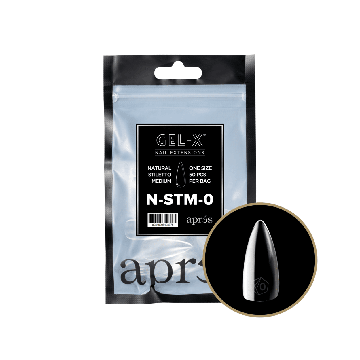 Gel-X 2.0 Natural Stiletto Medium Refill Bag (Size 0 - 50pcs)