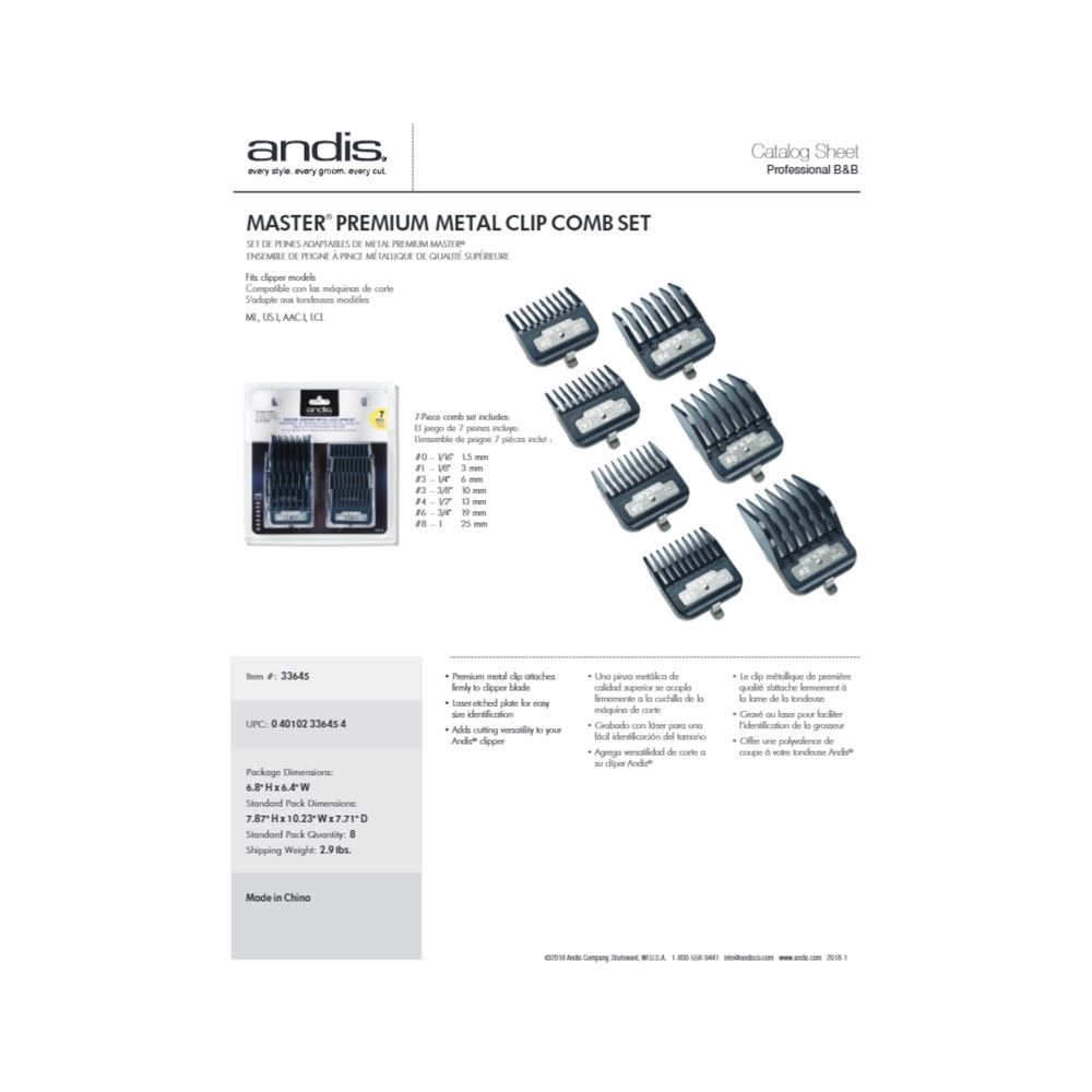 Master Premium Metal Clip (7 Comb Set)