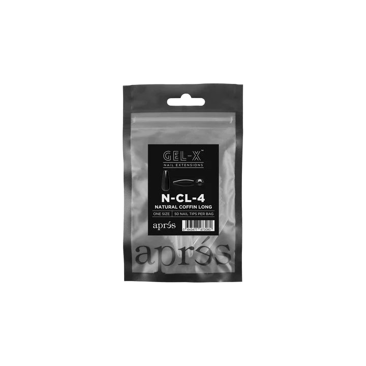 Gel X Tips Refills - Natural Coffin Long (Size 4 - 50pcs)
