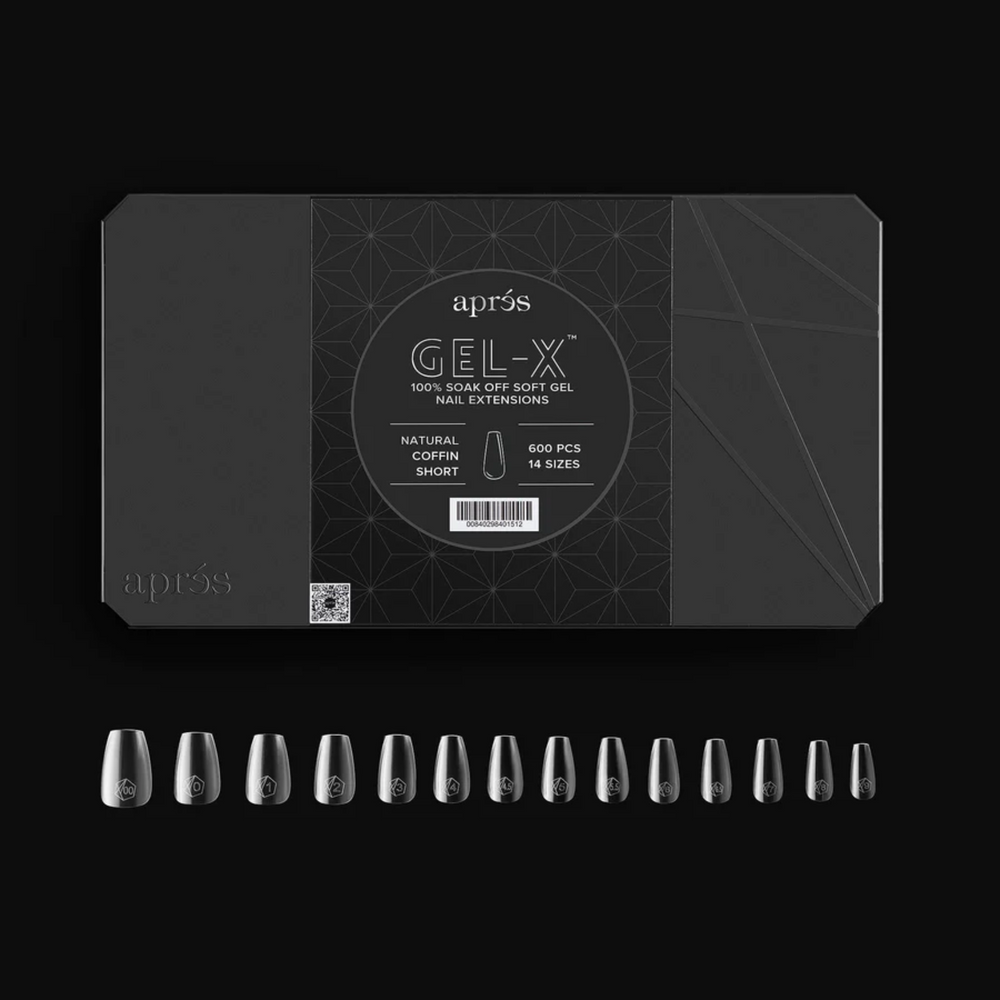 Gel X 2.0 Box of Tips: Natural Coffin - Short (14 Sizes)