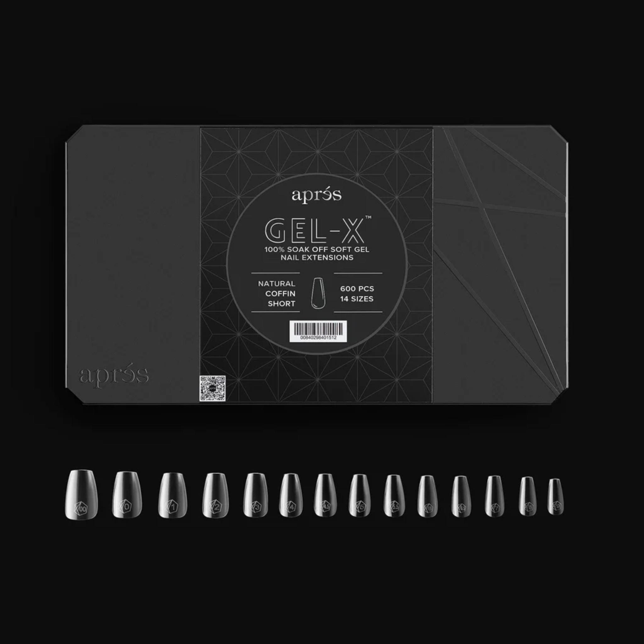 Gel X 2.0 Box of Tips: Natural Coffin - Short (14 Sizes)