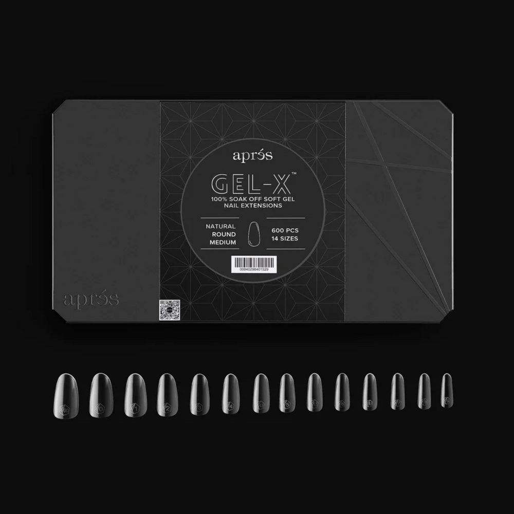 Gel X 2.0 Box of Tips: Natural Round - Medium (14 Sizes)