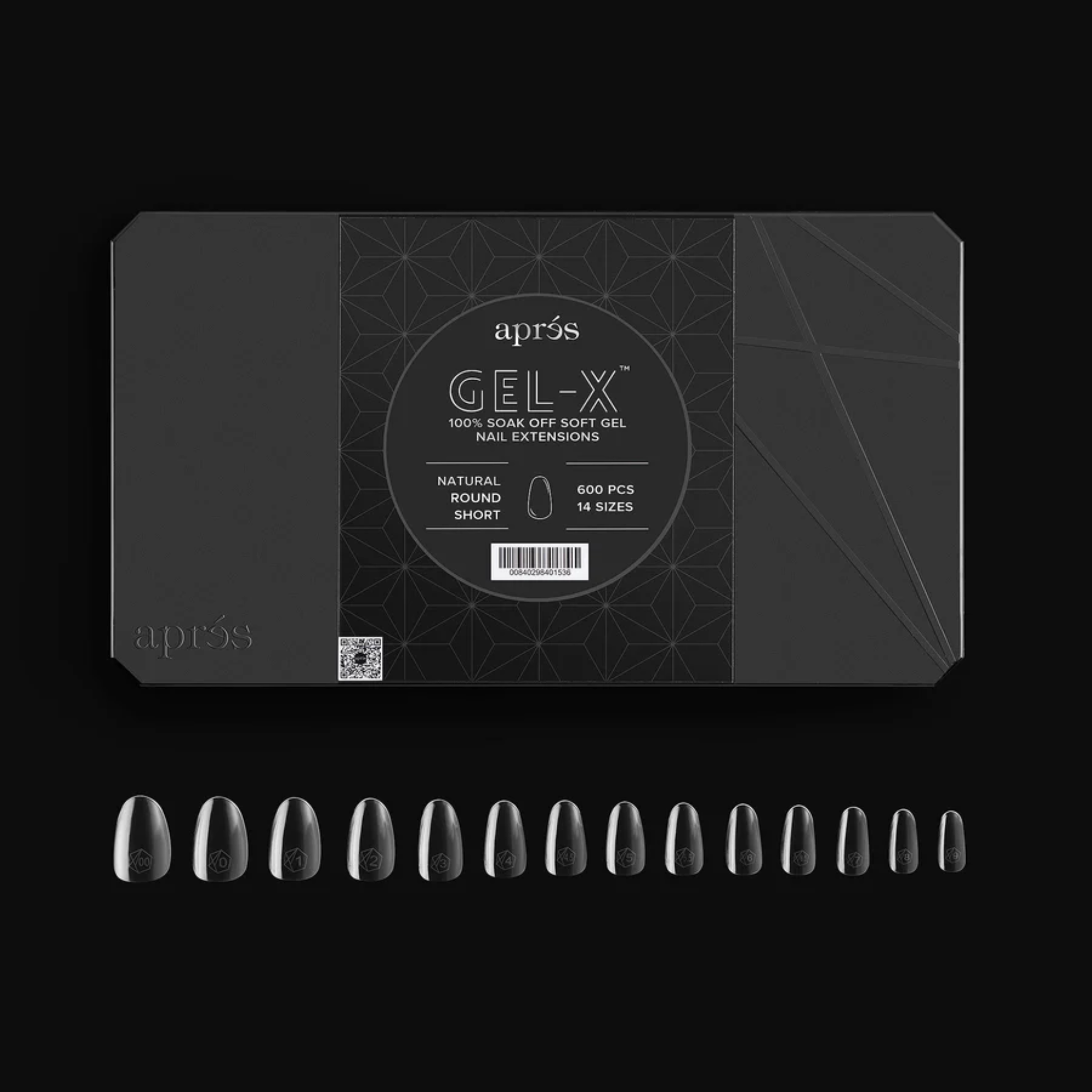 Gel X 2.0 Box of Tips: Natural Round - Short (14 Sizes)