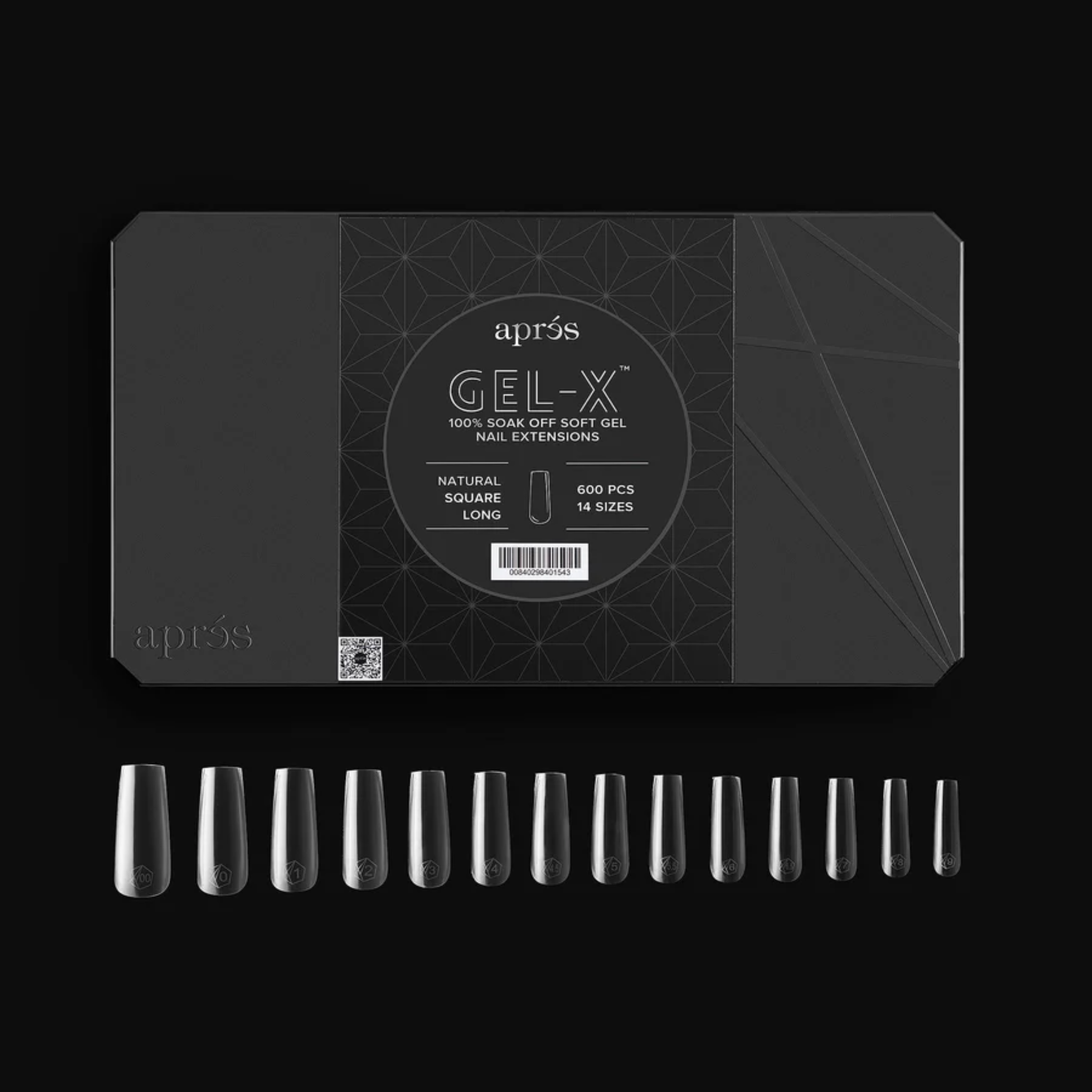 Gel X 2.0 Box of Tips: Natural Square - Long (14 Sizes)