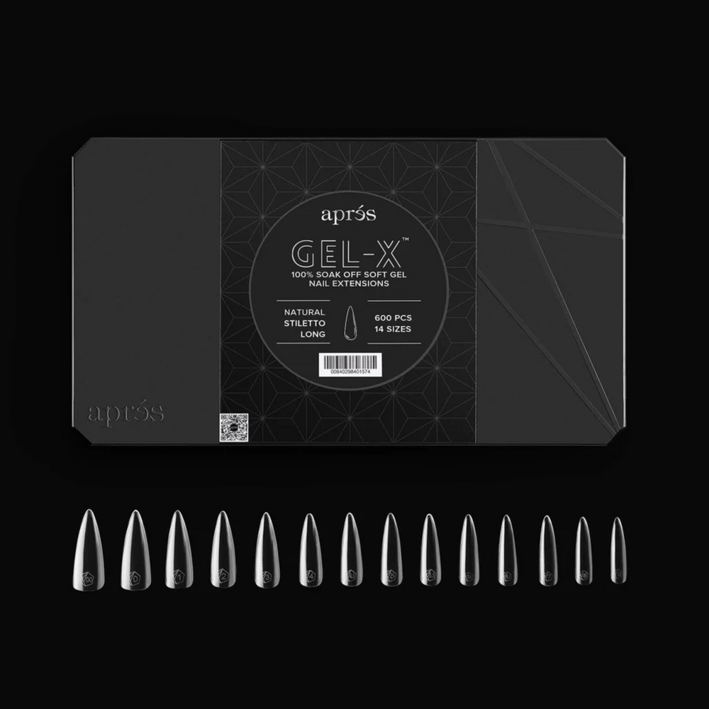 Gel X 2.0 Box of Tips: Natural Stiletto - Long (14 Sizes)