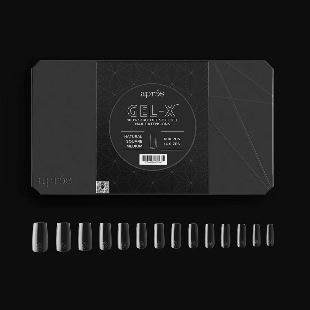 Gel X 2.0 Box of Tips: Natural Square - Medium (14 Sizes)