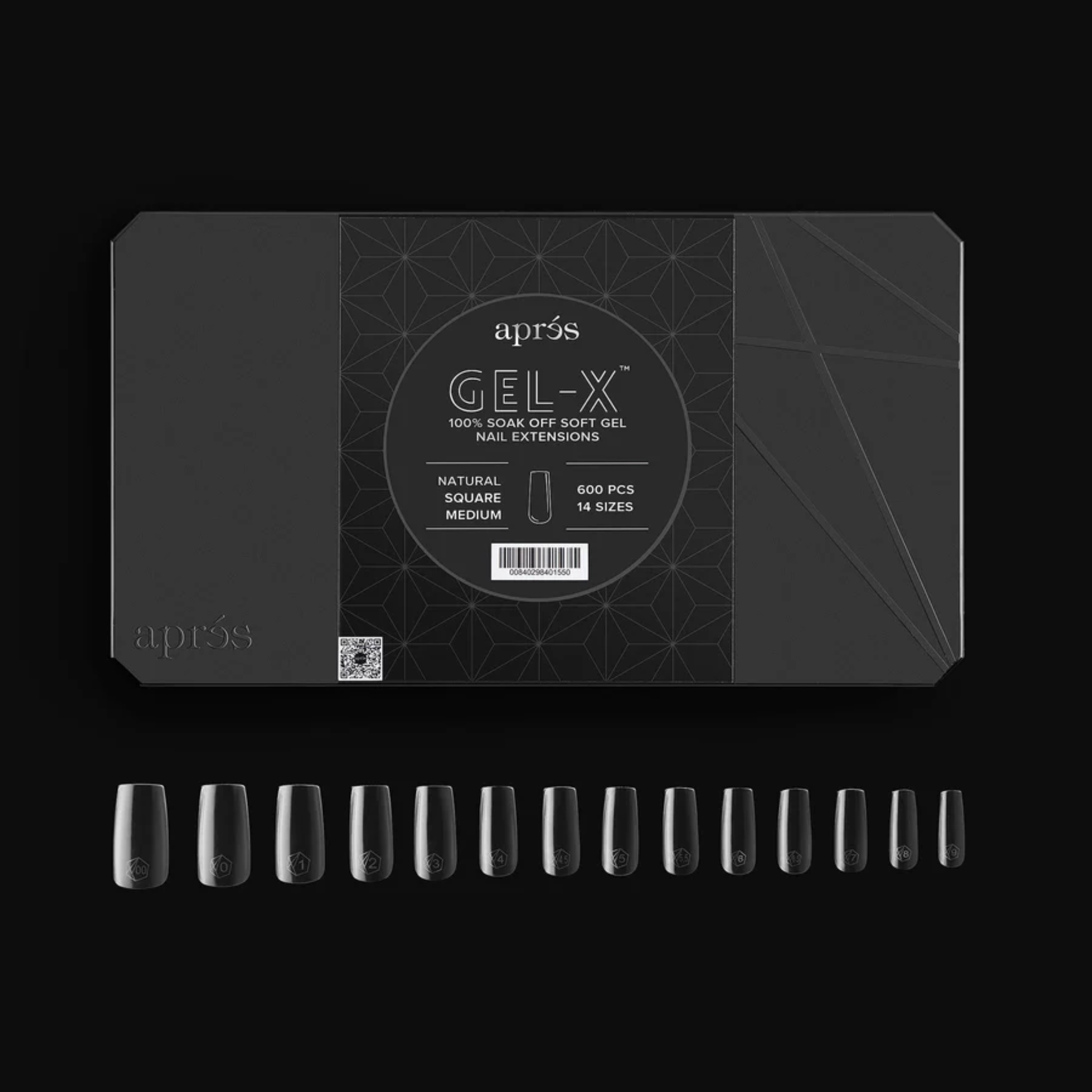 Gel X 2.0 Box of Tips: Natural Square - Medium (14 Sizes)