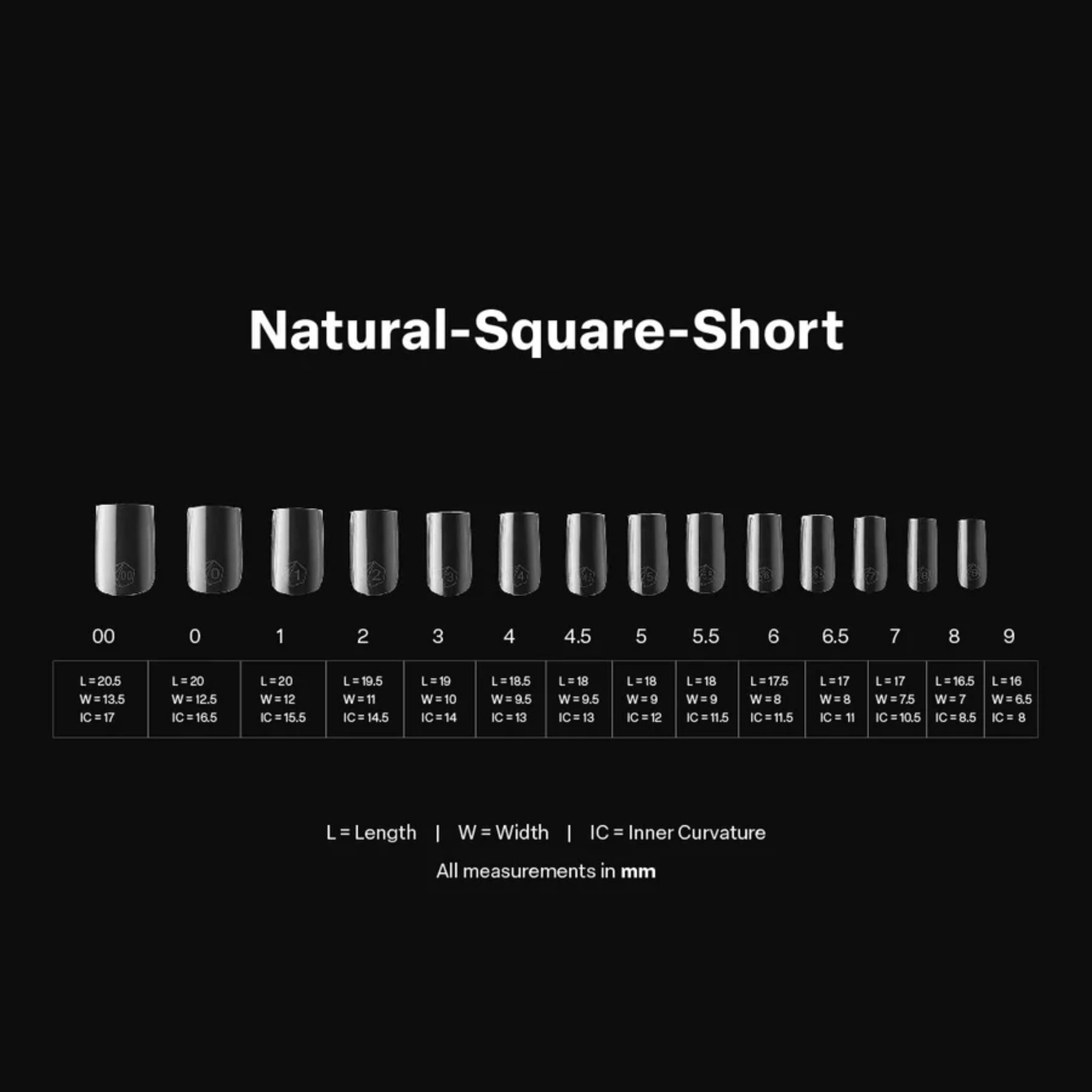 Gel X 2.0 Box of Tips: Natural Square - Short (14 Sizes)