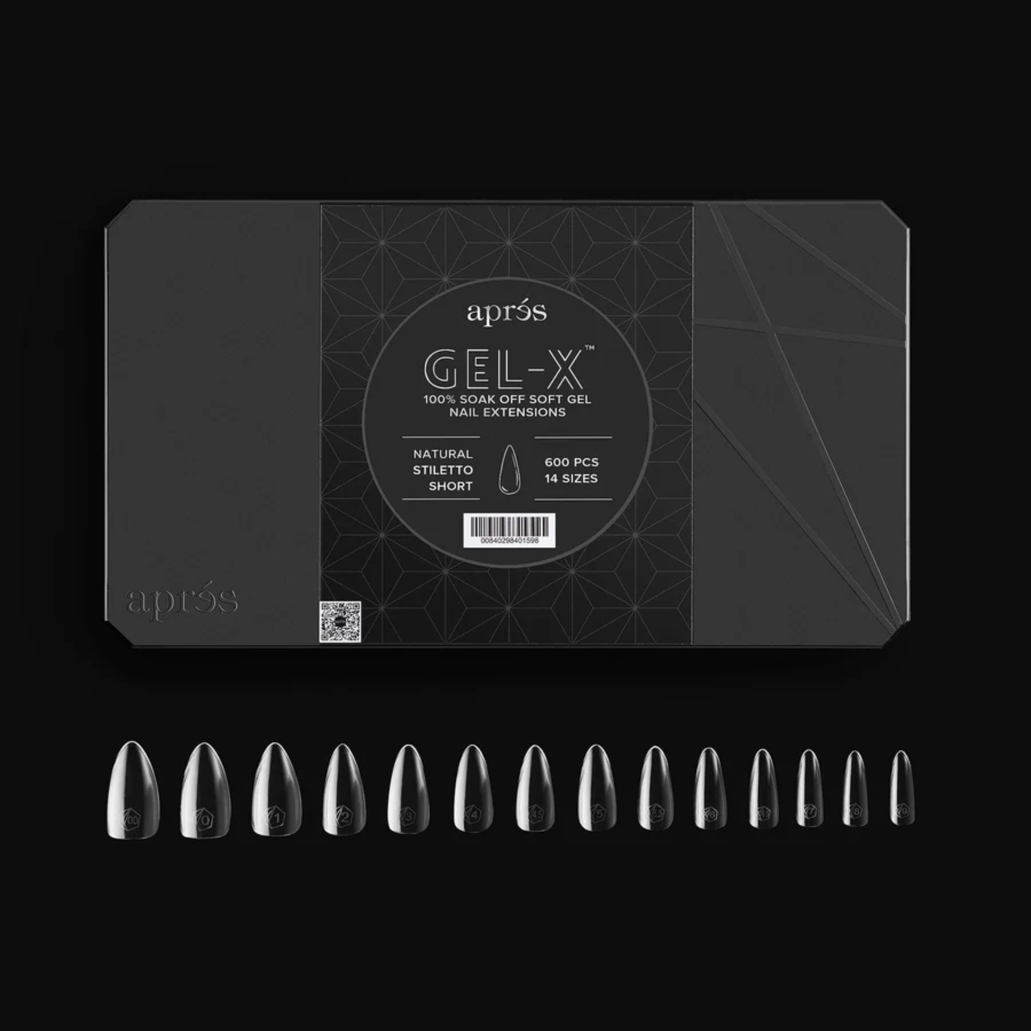 Gel X 2.0 Box of Tips: Natural Stiletto - Short (14 Sizes)