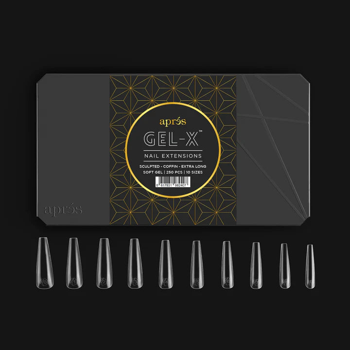 Gel X Box of Tips: Sculpted Coffin - Extra Long (10 Sizes)
