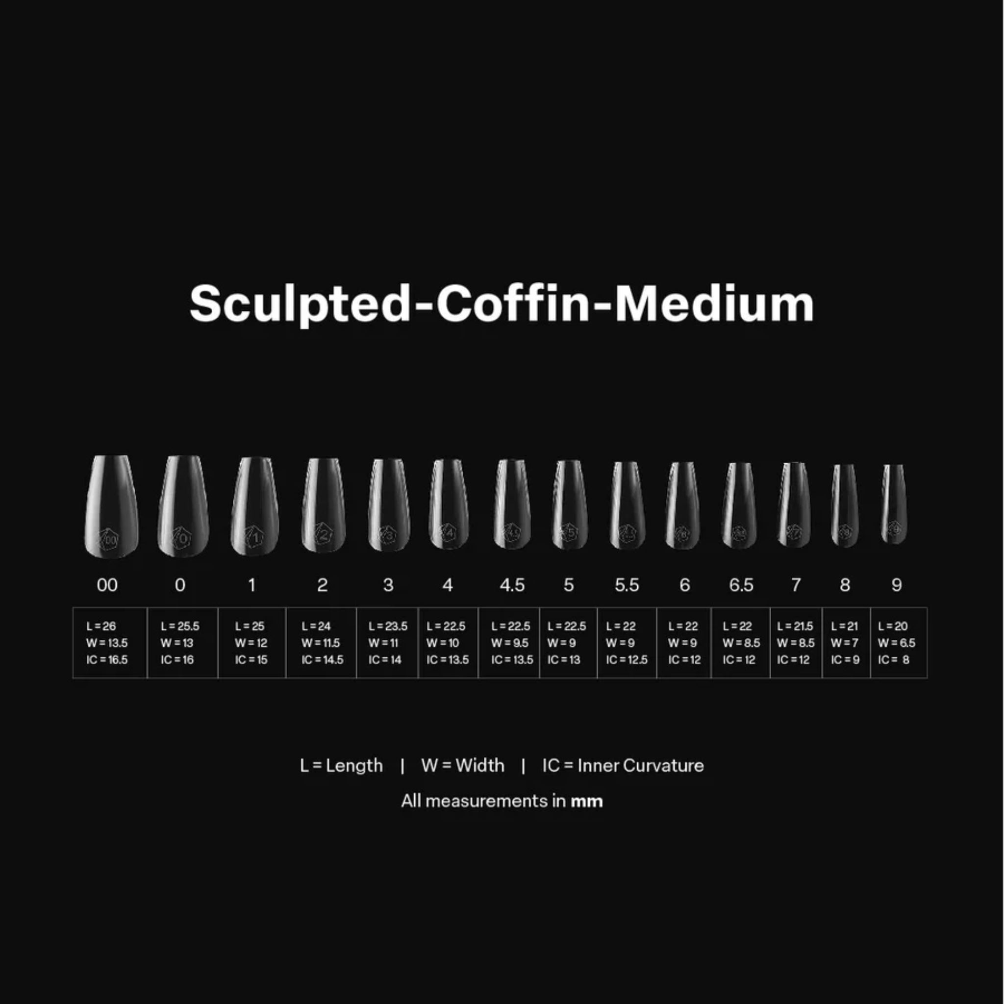Gel X 2.0 Box of Tips: Sculpted Coffin - Medium (14 Sizes)