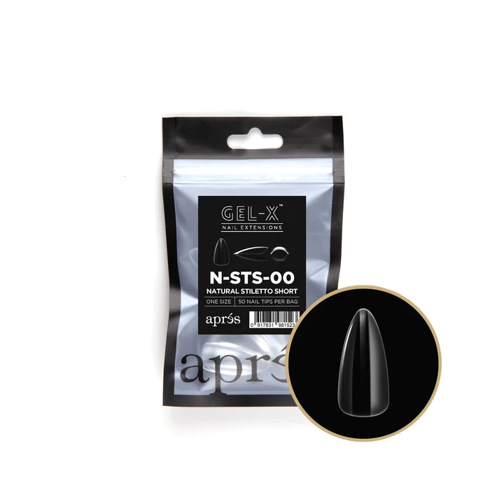 Gel X Tips Refills - Natural Stiletto Short (Size 00 - 50pcs)