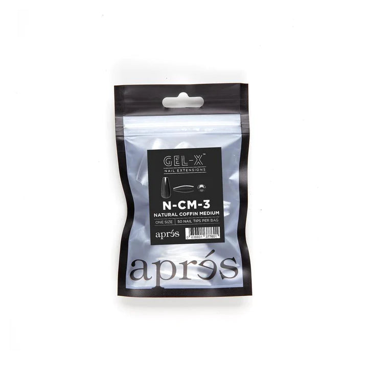 Gel X Tips Refills - Natural Coffin Medium (Size 3 - 50pcs)