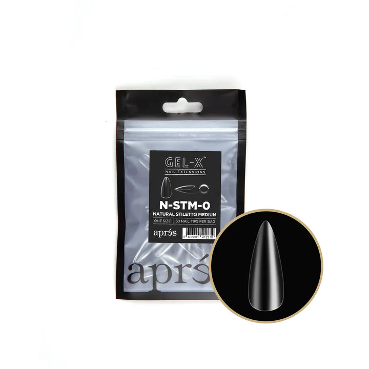Gel X Tips Refills - Natural Stiletto Medium (Size 0 - 50pcs)