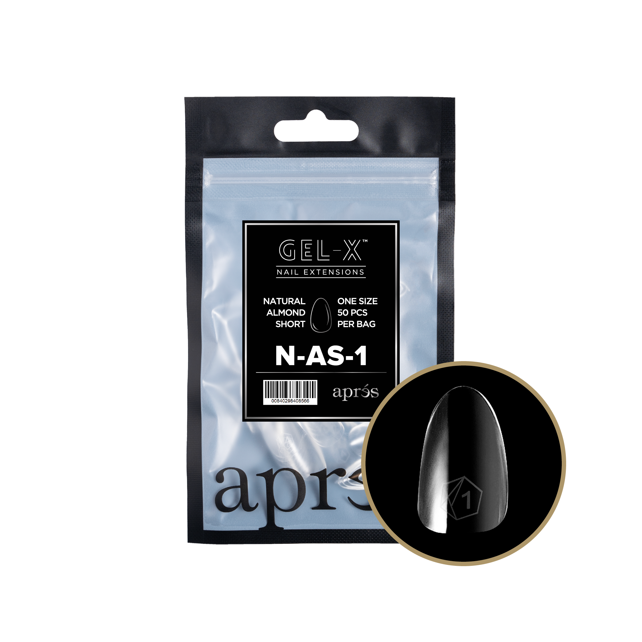 Gel-X 2.0 Natural Almond Short Refill Bag (Size 1 - 50pcs)