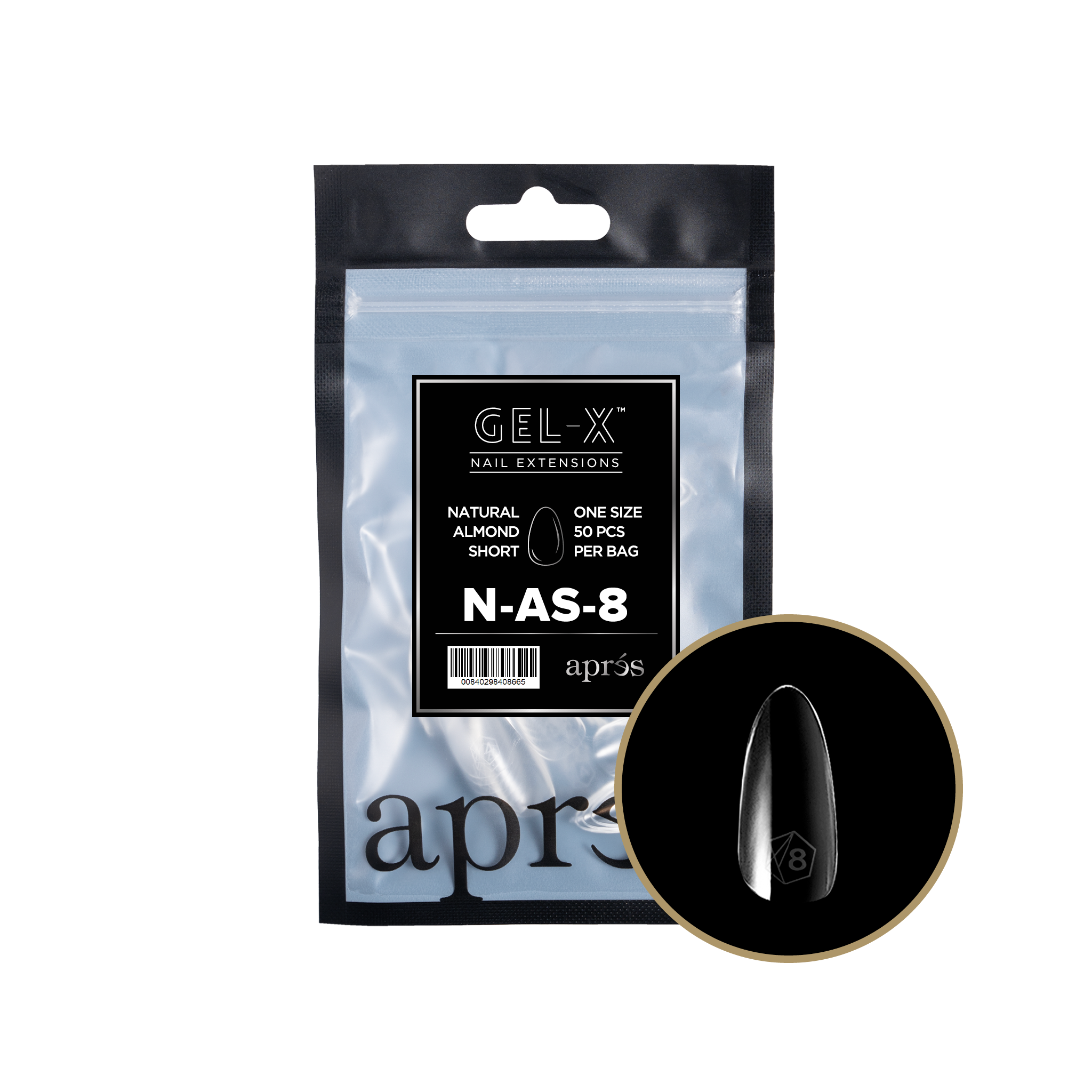 Gel-X 2.0 Natural Almond Short Refill Bag (Size 8 - 50pcs)