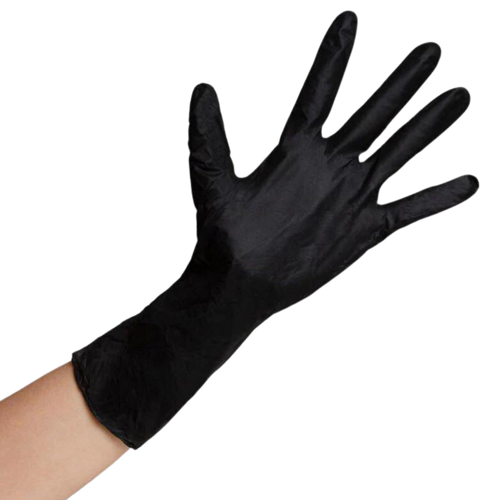 Reusable Black Latex Gloves (Box of 10) Large