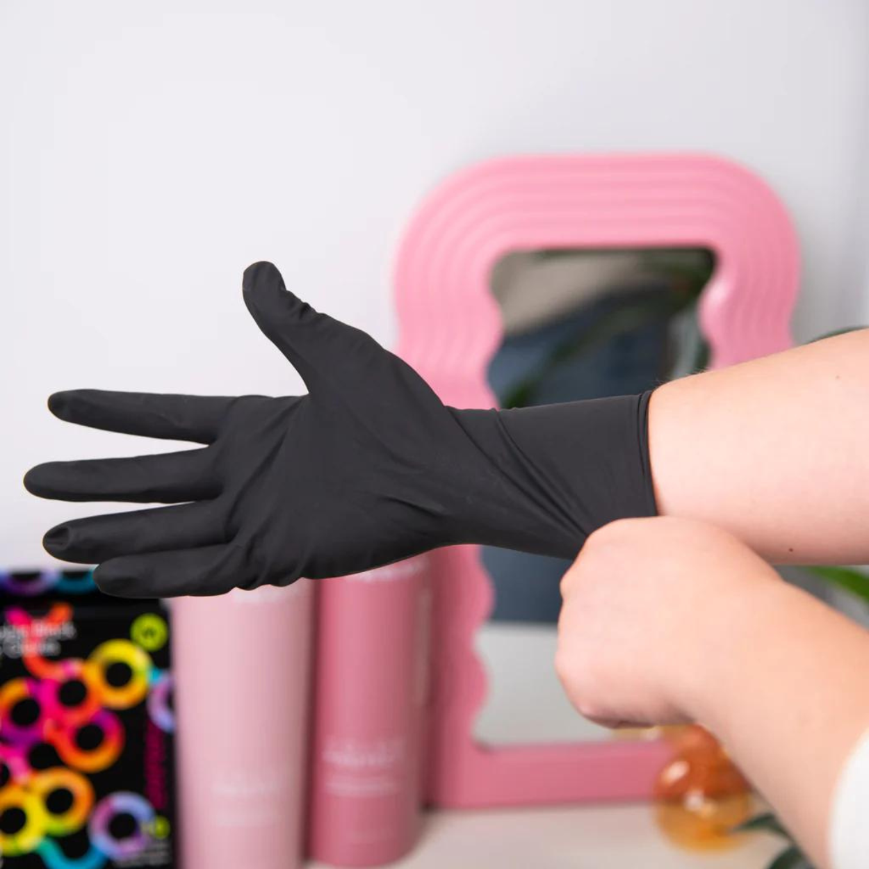 Reusable Black Latex Gloves (Box of 10) Large