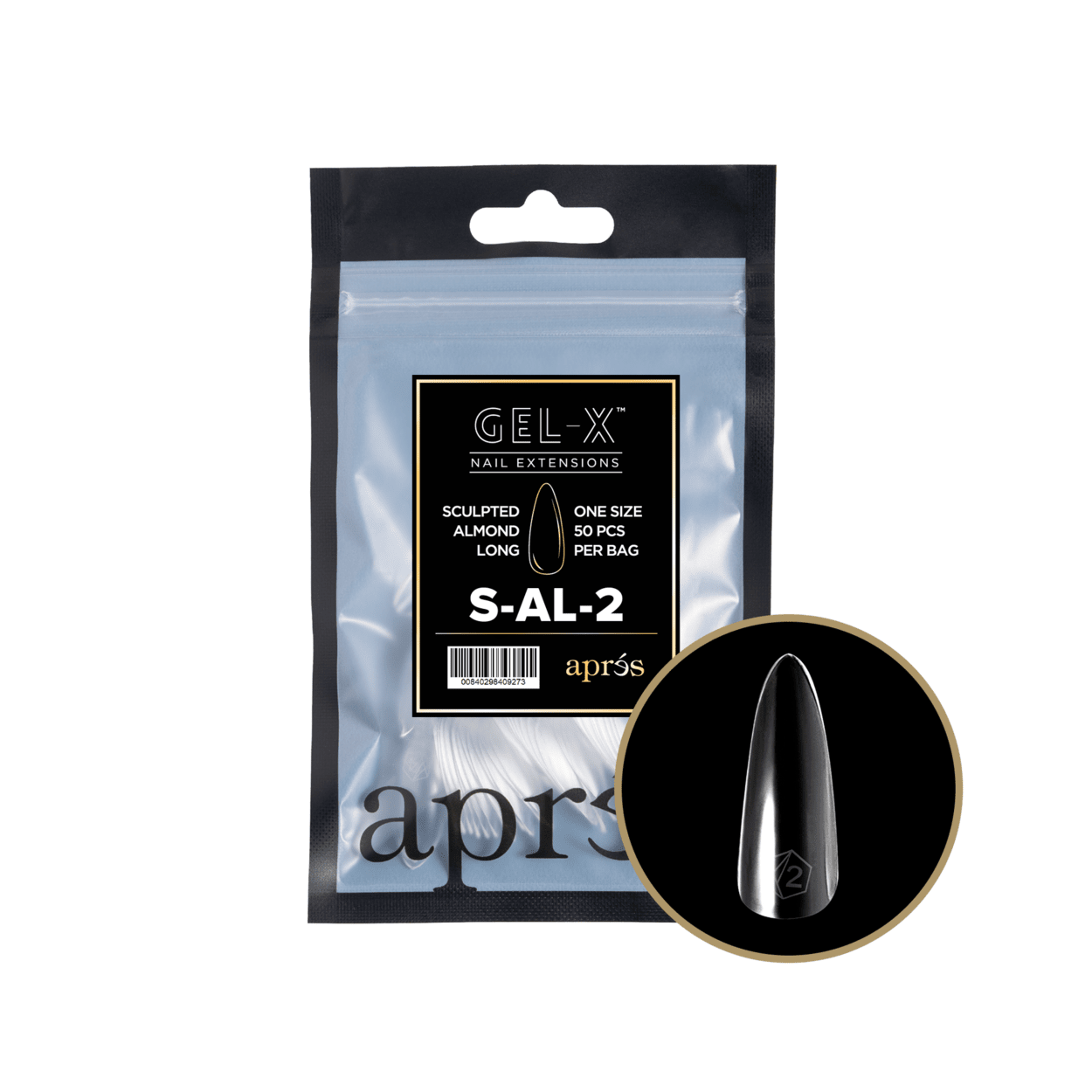 Gel-X 2.0 Sculpted Almond Long Refill Bag (Size 2 - 50pcs)