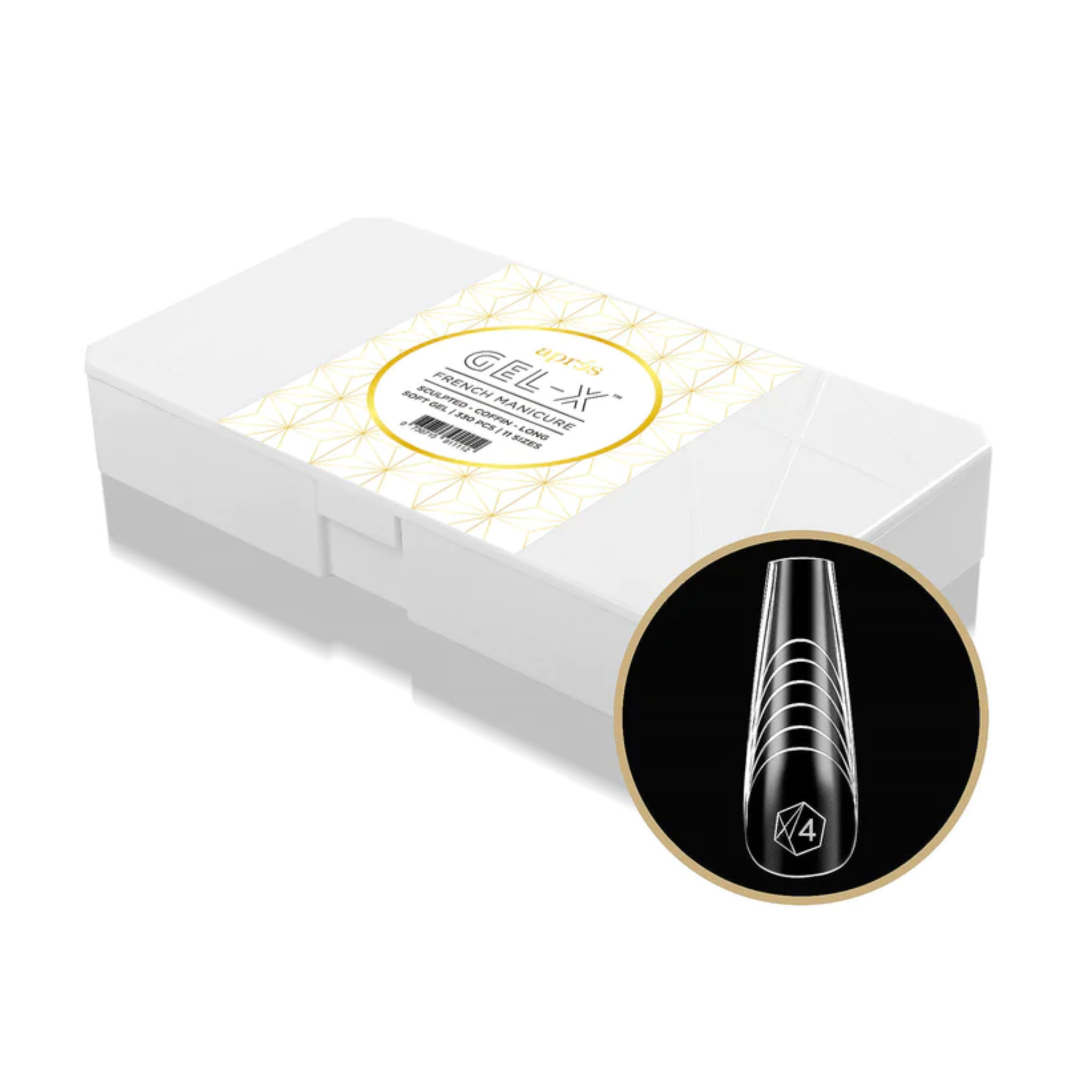 Apres Gel-X French Manicure Sculpted - Coffin - Long Soft Gel Box Of Tips 330 PCS - 11 Sizes