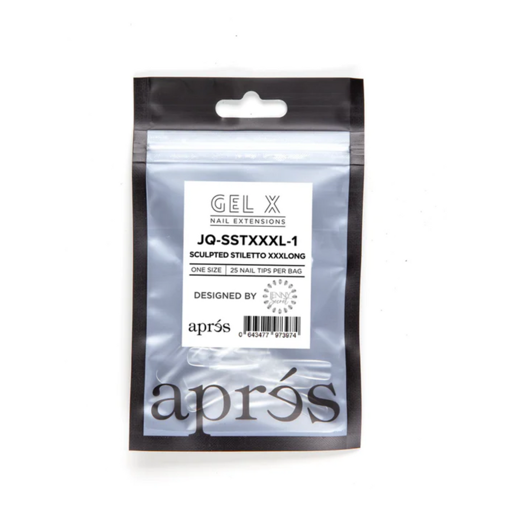 Gel X Tips Refills - Sculpted Stiletto Extra Extra Extra Long (Size: 1 - 25 Pcs)