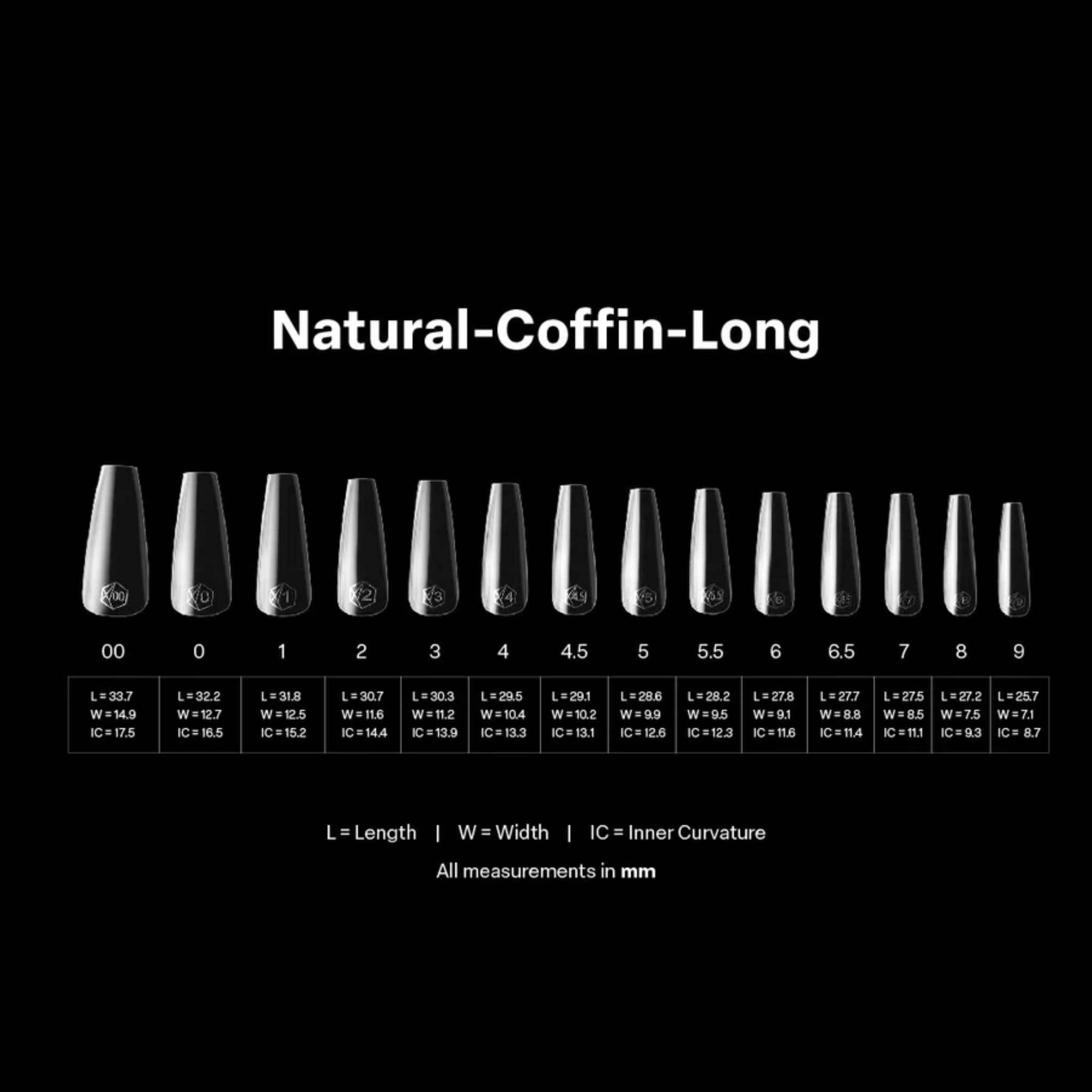 Gel X 2.0 Box of Tips: Natural Coffin - Long (14 Sizes)