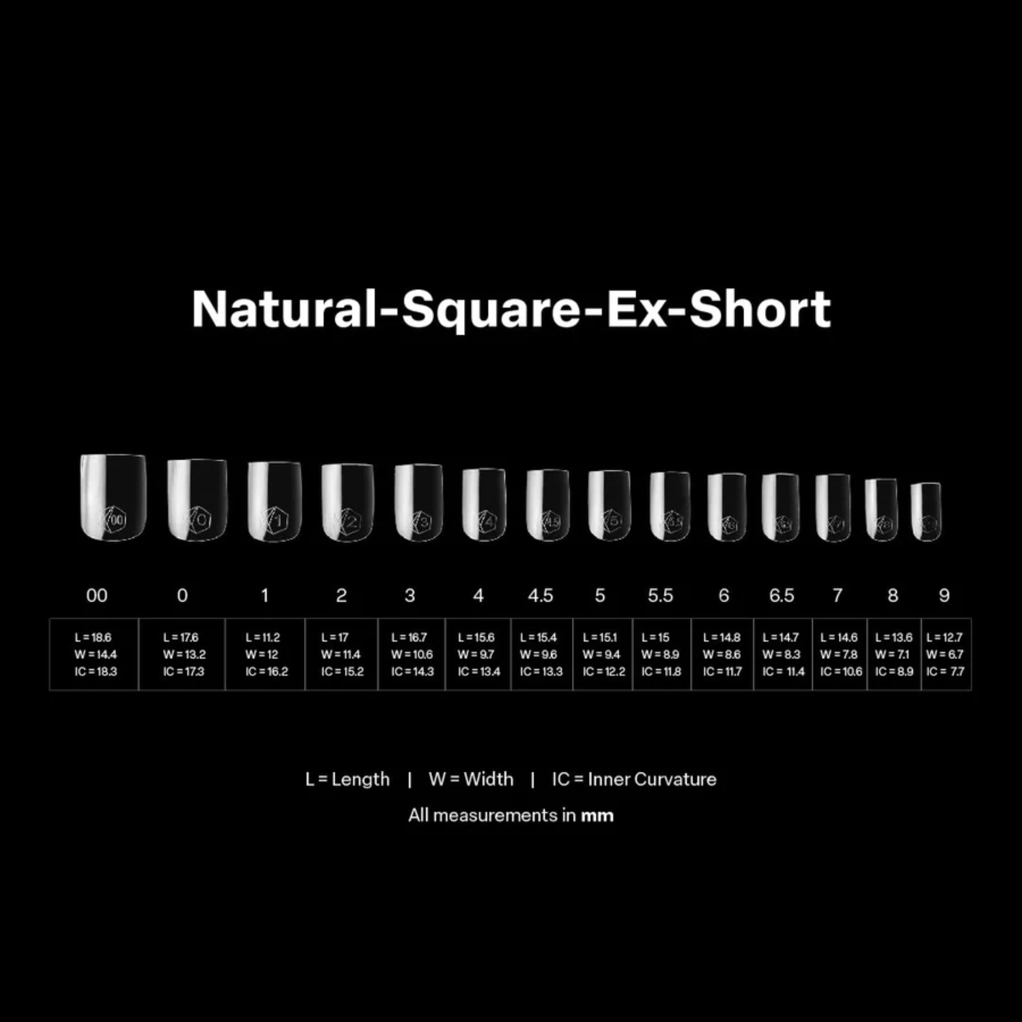 Gel X 2.0 Box of Tips: Natural Square - Extra Short (14 Sizes)