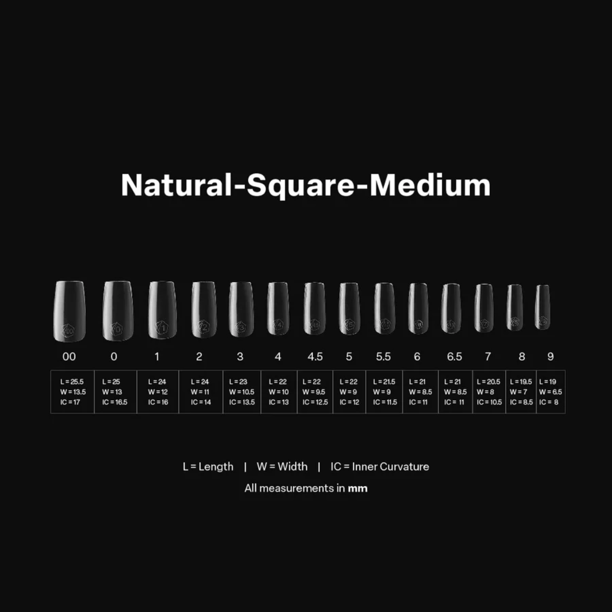 Gel X 2.0 Box of Tips: Natural Square - Medium (14 Sizes)