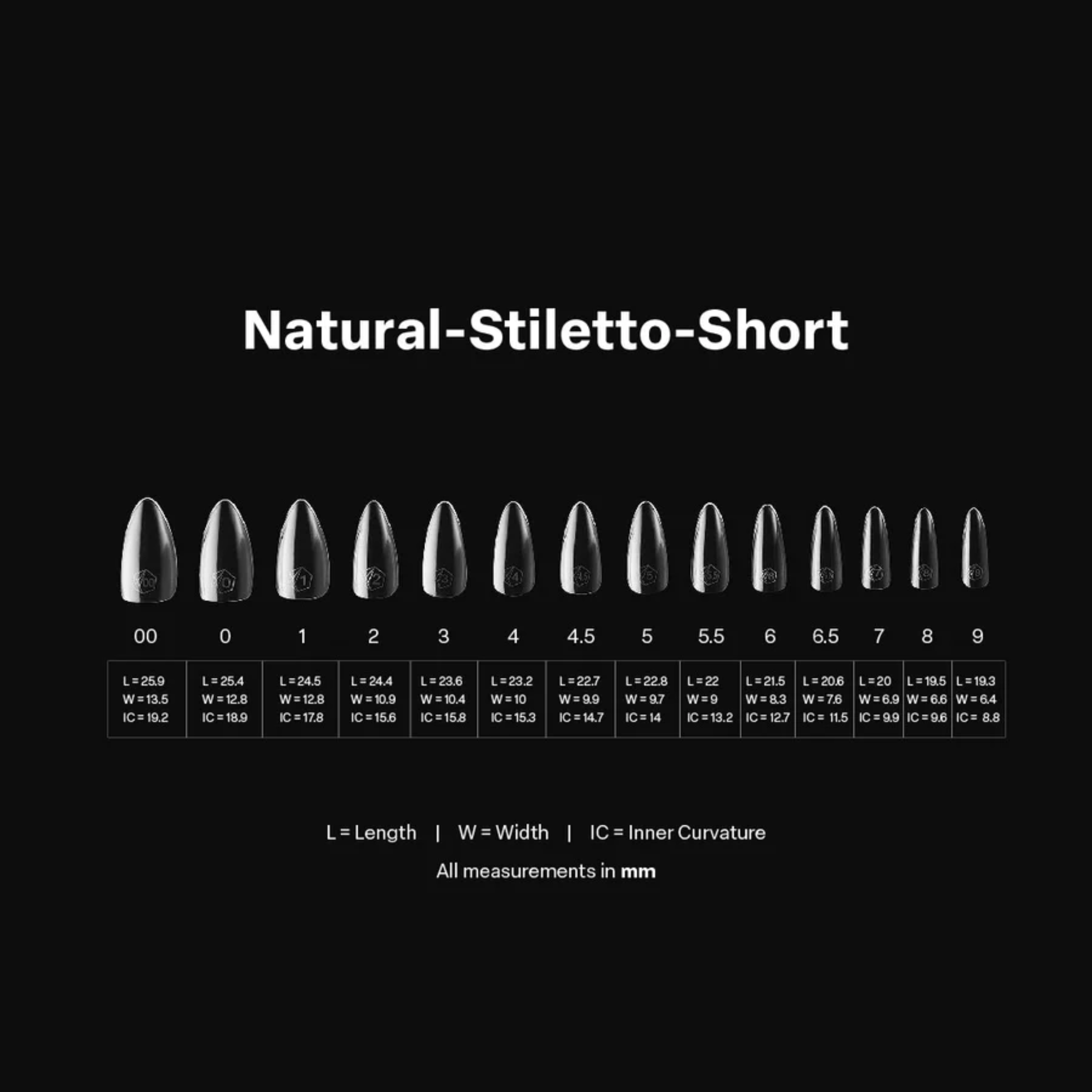 Gel X 2.0 Box of Tips: Natural Stiletto - Short (14 Sizes)