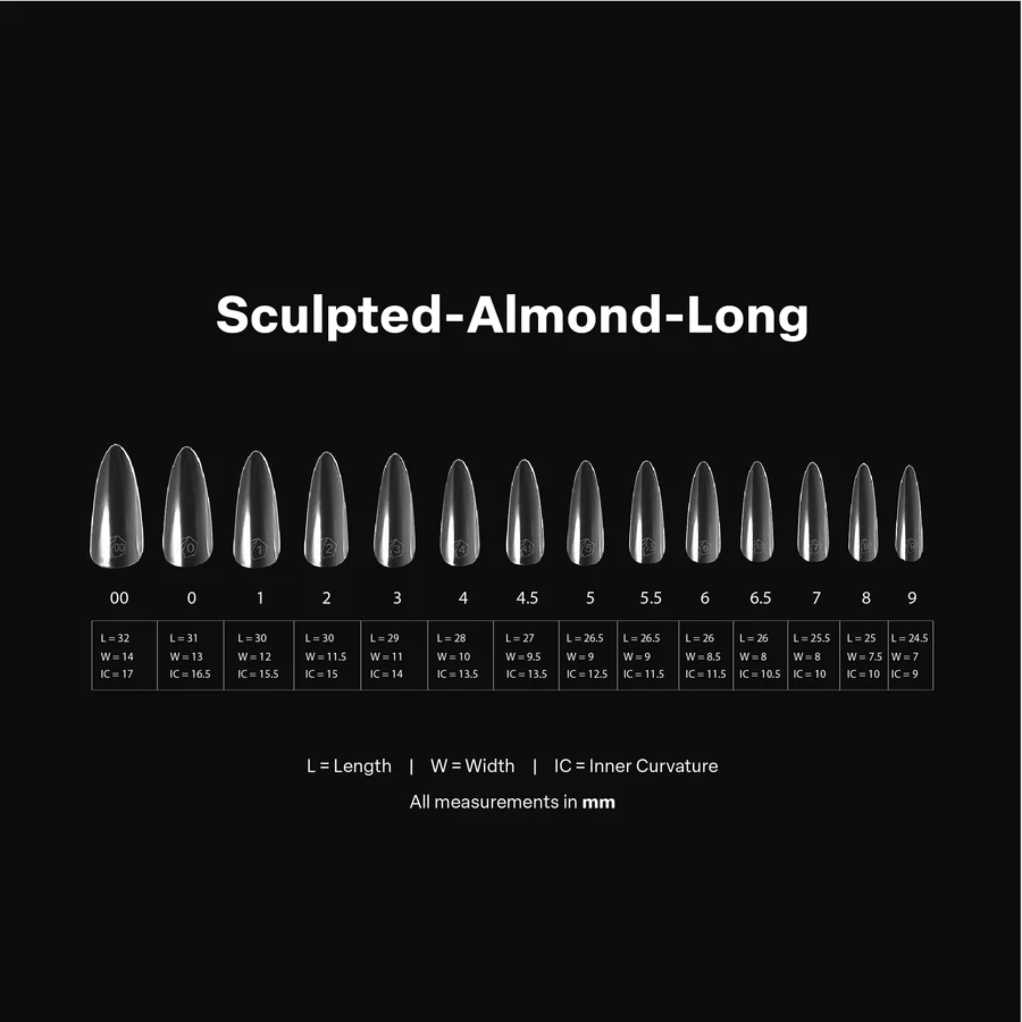 Gel X 2.0 Box of Tips: Sculpted Almond - Long (14 Sizes)