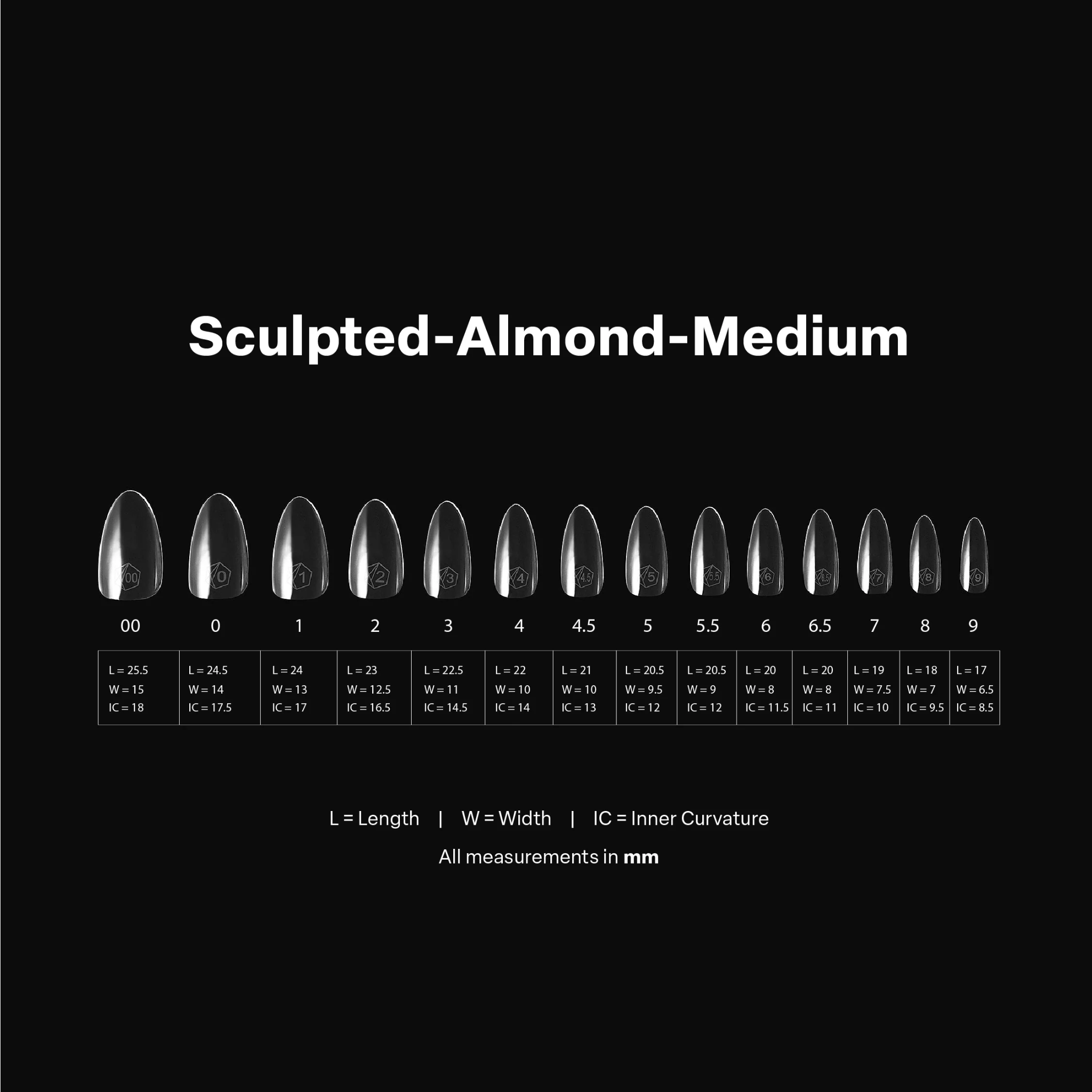 Gel X 2.0 Box of Tips: Sculpted Almond - Medium (14 Sizes)