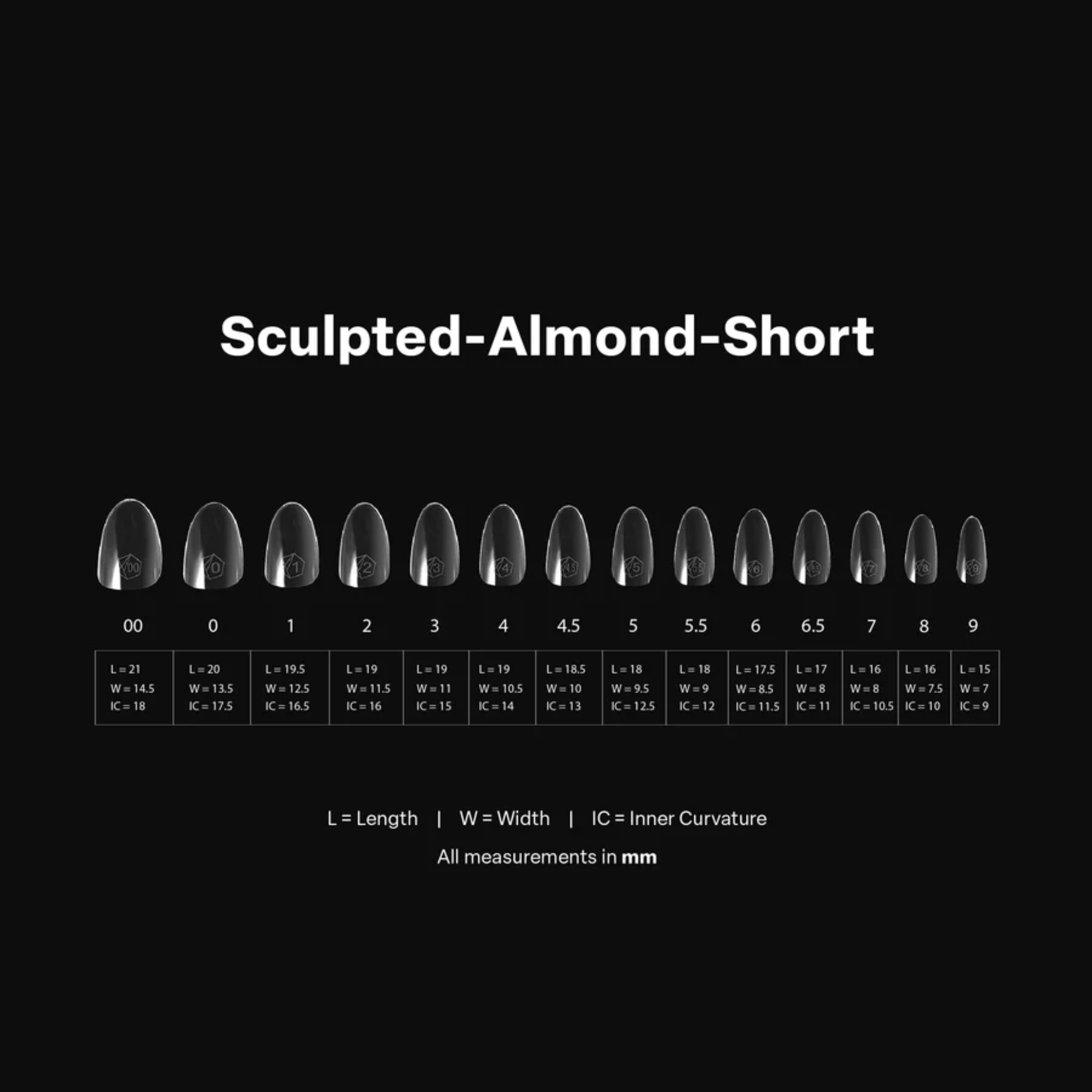 Gel X 2.0 Box of Tips: Sculpted Almond - Short (14 Sizes)