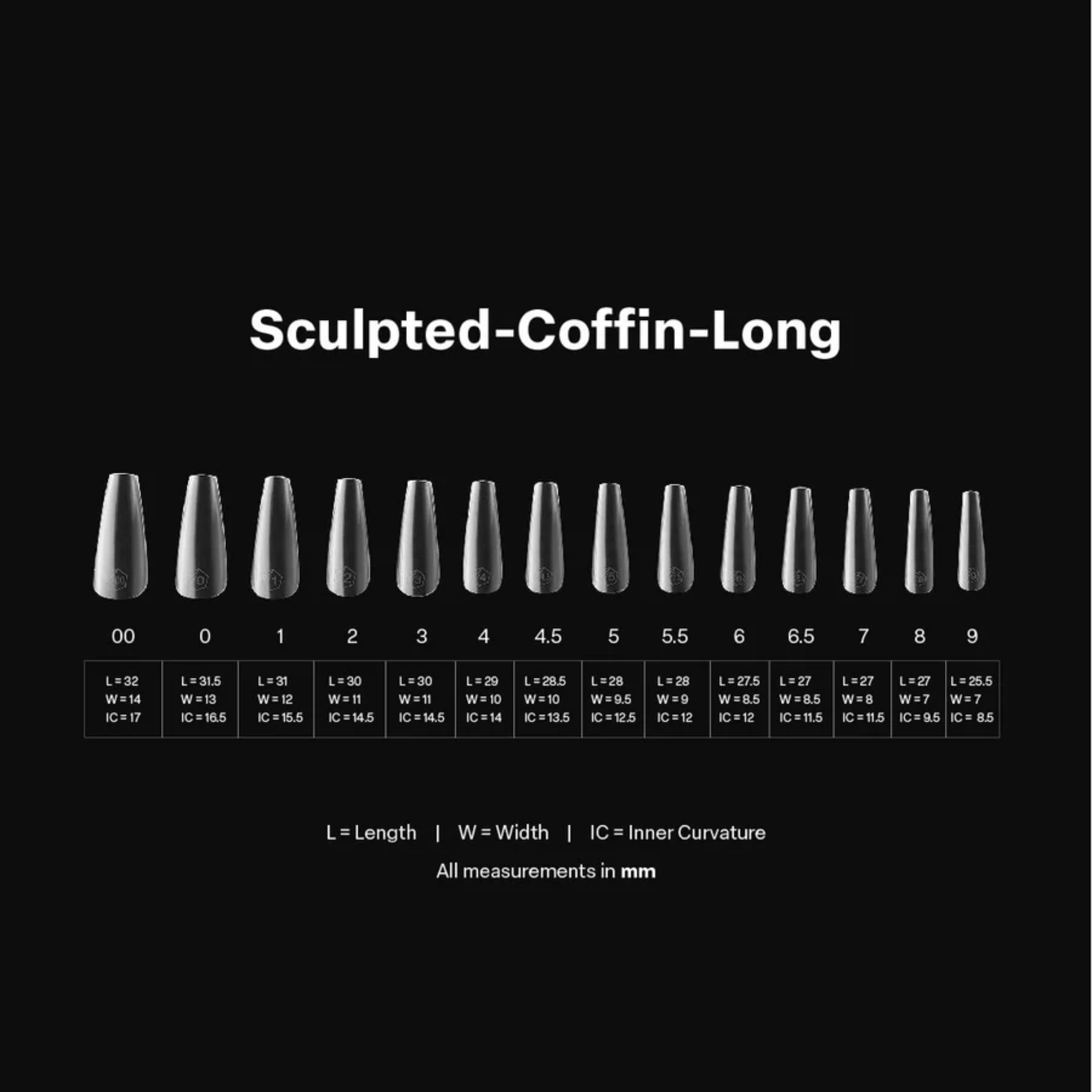 Gel X 2.0 Box of Tips: Sculpted Coffin - Long (14 sizes)