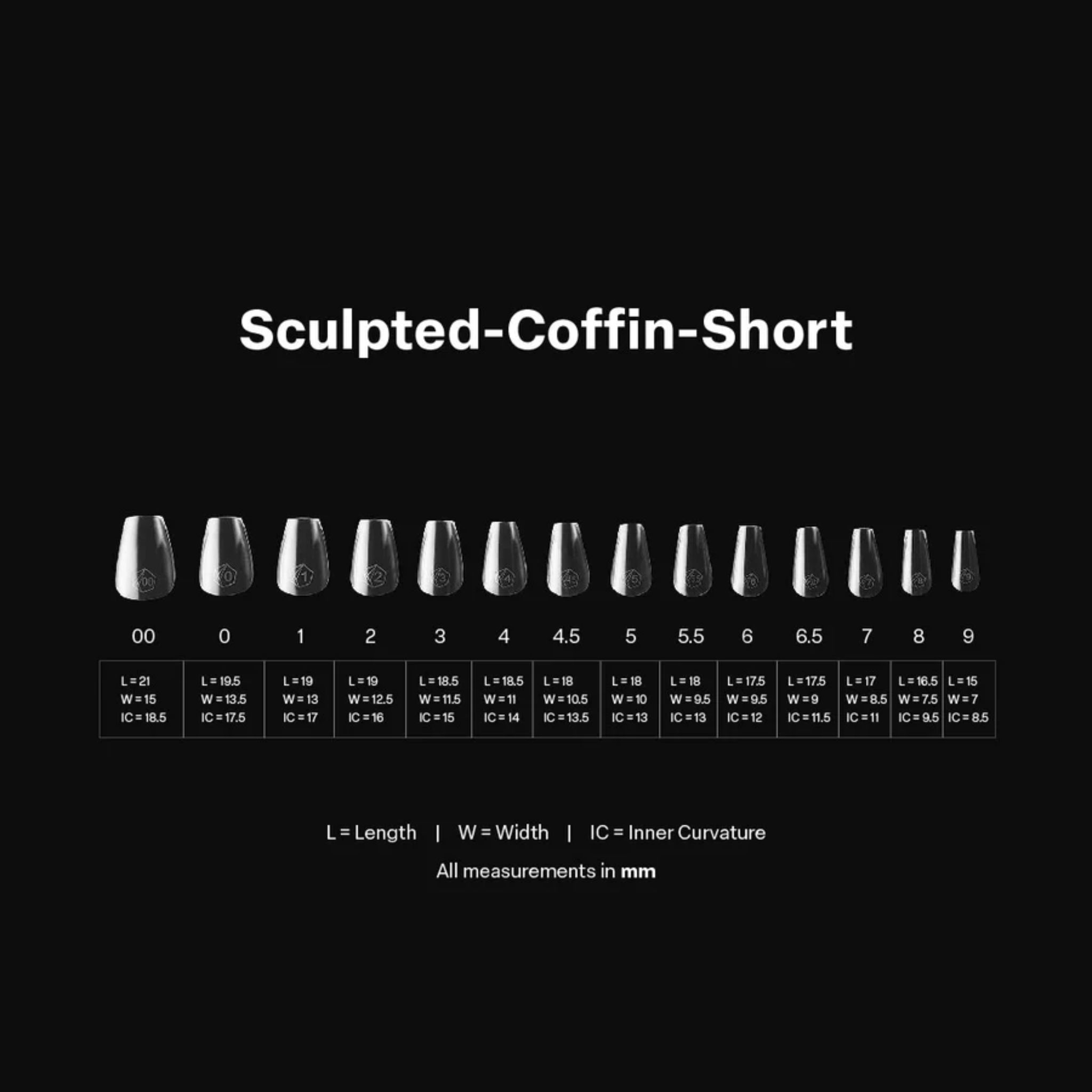Gel X 2.0 Box of Tips: Sculpted Coffin - Short (14 Sizes)