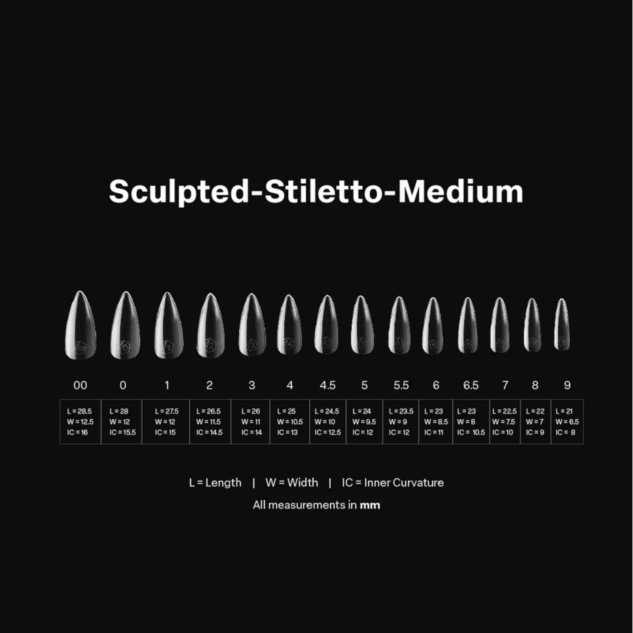 Gel X 2.0 Box of Tips: Sculpted Stiletto - Medium (14 Sizes)