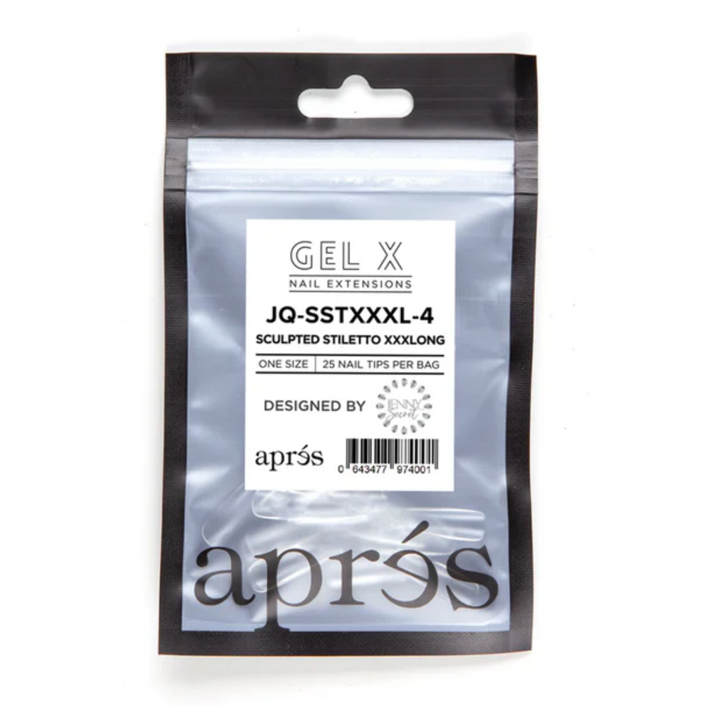Gel X Tips Refills - Sculpted Stiletto Extra Extra Extra Long (Size: 4 - 25 Pcs)
