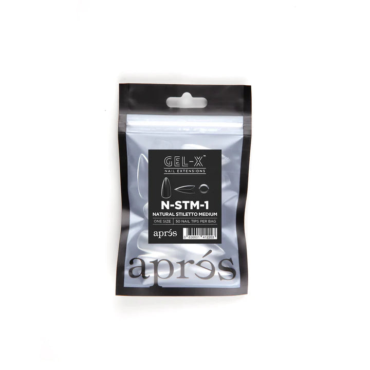 Gel X Tips Refills - Natural Stiletto Medium (Size 1 - 50pcs)